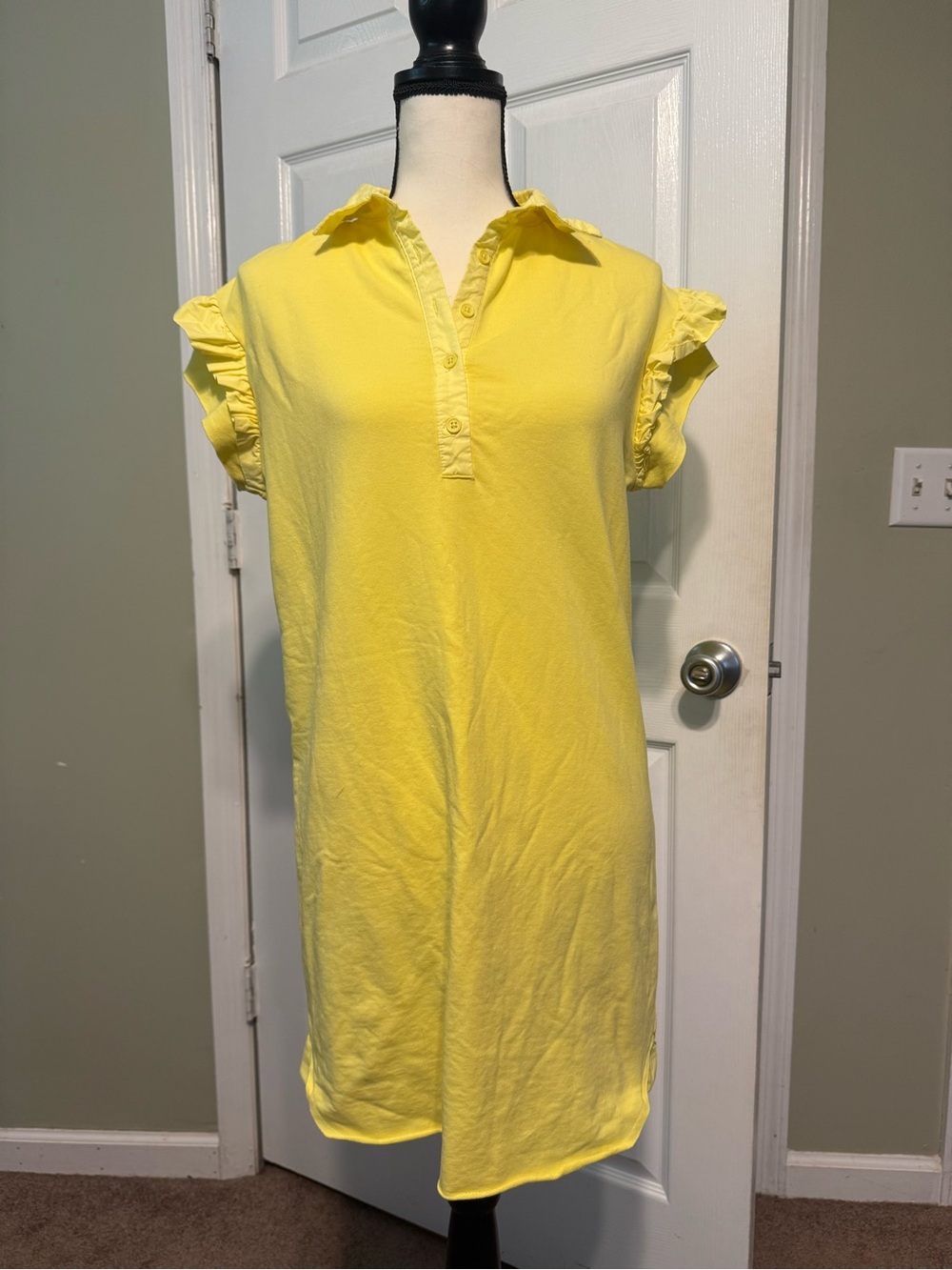 sundays Yellow Ruffle-Sleeve Mini Dress